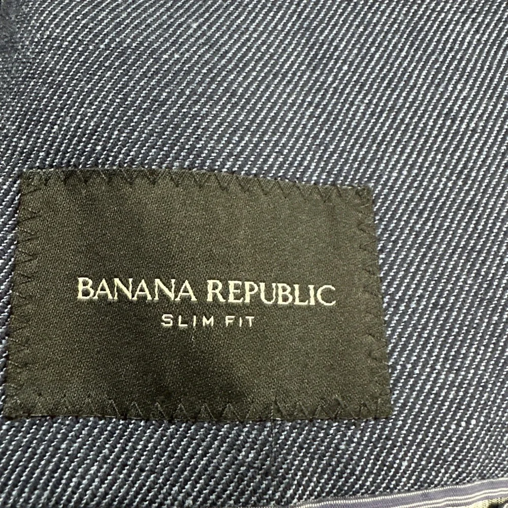 Banana Republic Blazer 40R Blue Slim Fit Wool Linen Unstructured Stretch